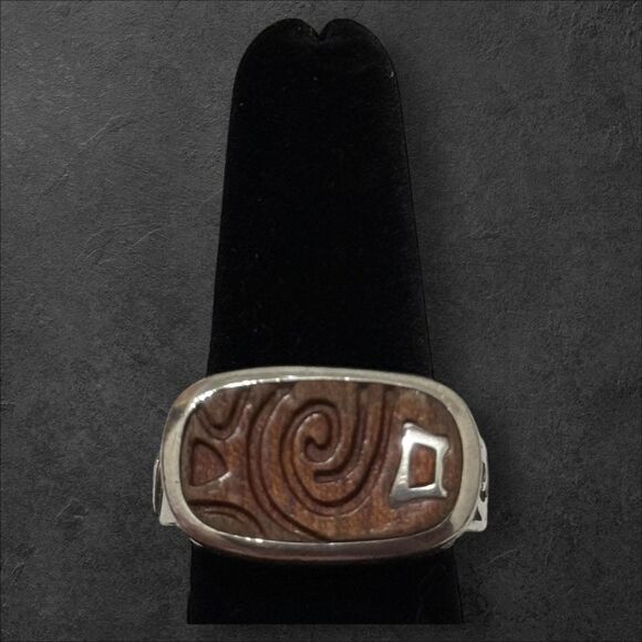 Silpada Carved Wood "Live Your Life To The Fullest" Size 8.25 Ring R2023 - Picture 2 of 5